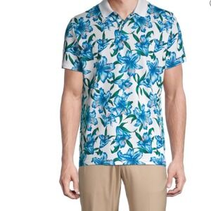 BONOBOS The Performance Floral Golf Shirt Blue‎ Size Large
